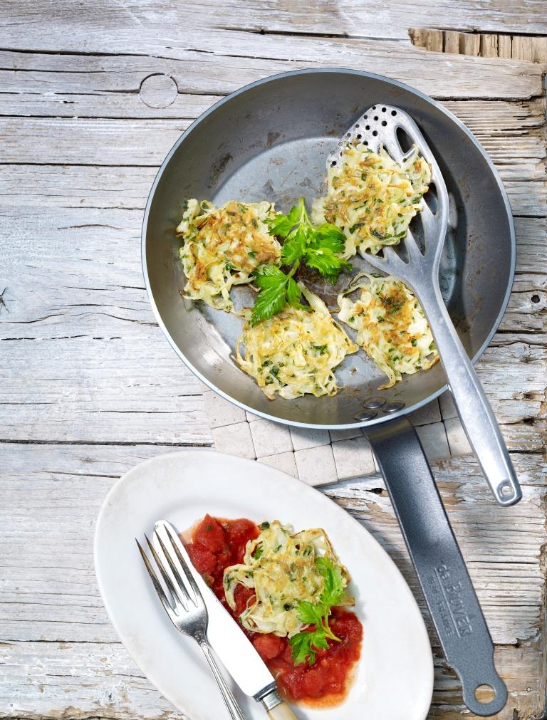 Galettes de col con salsa de tomate y Gruyère AOP